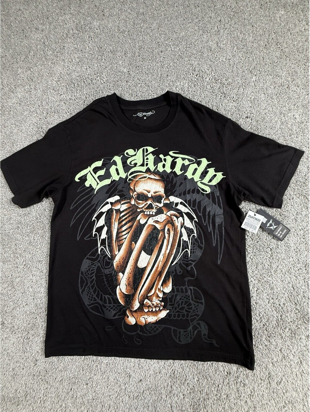 Ed Hardy Short Sleeve T Shirt Black Graphic Print Men’s Medium NWT
